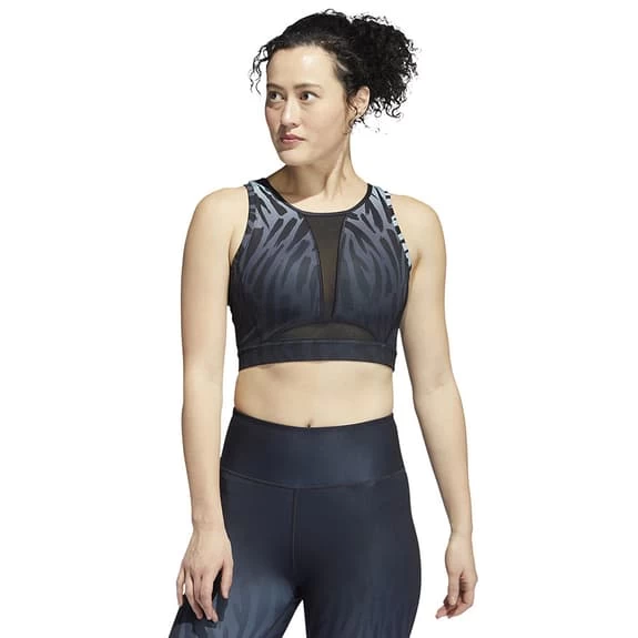Adidas Light-Support Long-Line Tiger-Print Bra Navy Blue Black 5 Adidas Light-Support Long-Line Tiger-Print Bra Navy Blue Black - Image 3
