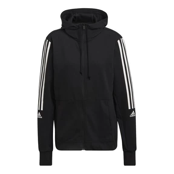 Adidas Aeroready Made For Training Full Zip Hoodie Black White Women 3 Adidas Aeroready Made For Training Full Zip Hoodie Black White Women