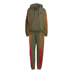 Adidas Gametime Tracksuit Dark Green Brown Women