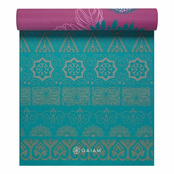 Gaiam Premium Reversible 6 Mm Yoga Mat Turquoise Blue Violet 5 Gaiam Premium Reversible 6 Mm Yoga Mat Turquoise Blue Violet - Image 3