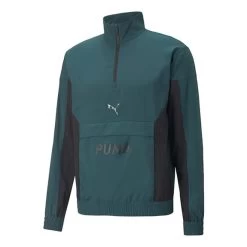 Puma Fit Woven Half Zip Sweatshirt Turquoise Blue Black