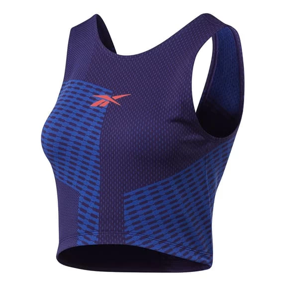 Reebok Seamless Crop Top Navy Blue Women 3 Reebok Seamless Crop Top Navy Blue Women