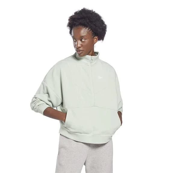 Reebok Workout Ready Cover-Up Half Zip Sweatshirt Light Blue Women 5 Reebok Workout Ready Cover-Up Half Zip Sweatshirt Light Blue Women - Image 3
