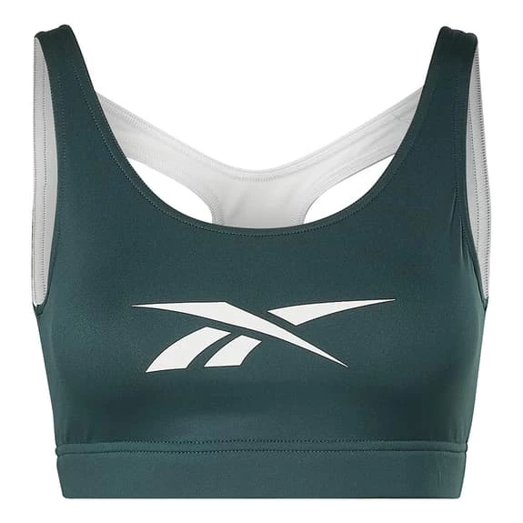 Reebok Workout Ready Big Logo Bra Green White 3 Reebok Workout Ready Big Logo Bra Green White