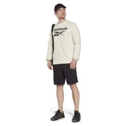 Reebok Identity Fleece Crew Sweatshirt White Black -Sports Comprehensive re hj9969 004