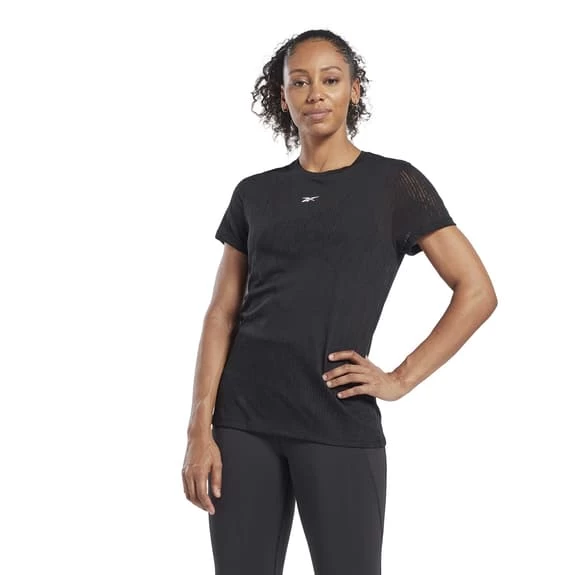Reebok Burnout Short Sleeve T-Shirt Black White Grey Women 4 Reebok Burnout Short Sleeve T-Shirt Black White Grey Women - Image 2