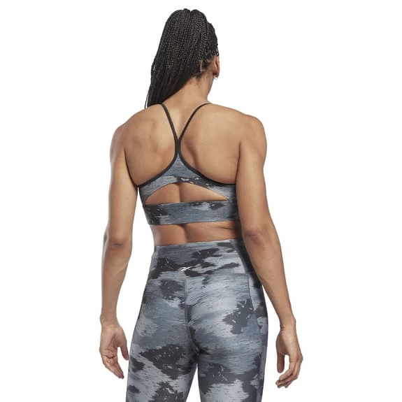 Reebok Sport Logo Workout Ready Camo Print Bra Grey Black 5 Reebok Sport Logo Workout Ready Camo Print Bra Grey Black - Image 3
