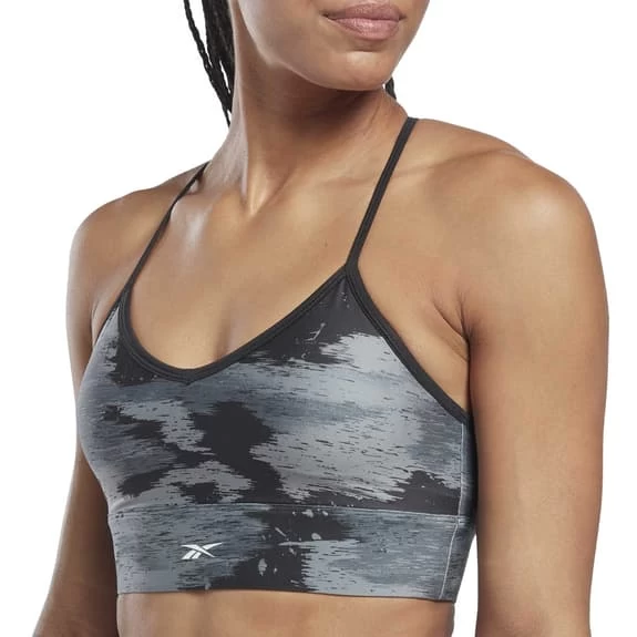 Reebok Sport Logo Workout Ready Camo Print Bra Grey Black 7 Reebok Sport Logo Workout Ready Camo Print Bra Grey Black - Image 5