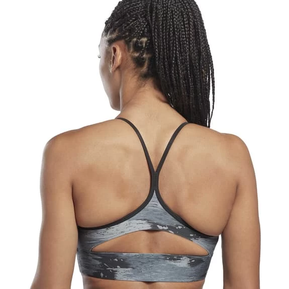 Reebok Sport Logo Workout Ready Camo Print Bra Grey Black 8 Reebok Sport Logo Workout Ready Camo Print Bra Grey Black - Image 6