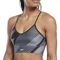 Reebok Sport Logo Workout Ready Bra Grey Black -Sports Comprehensive re ht4932 006