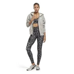 Reebok Identity Zip-Up Full Zip Hoodie Grey White Women -Sports Comprehensive re ht5872 004