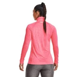Under Armour Tech Half Zip Sweatshirt Pink Grey Logo Women -Sports Comprehensive ua 1320128 653 004
