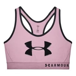 Under Armour Mid Keyhole Graphic Bra Pink Black